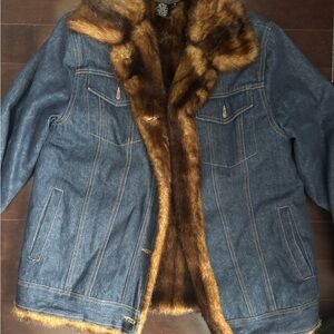 Men's Denim Jacket with Faux Fur Lining